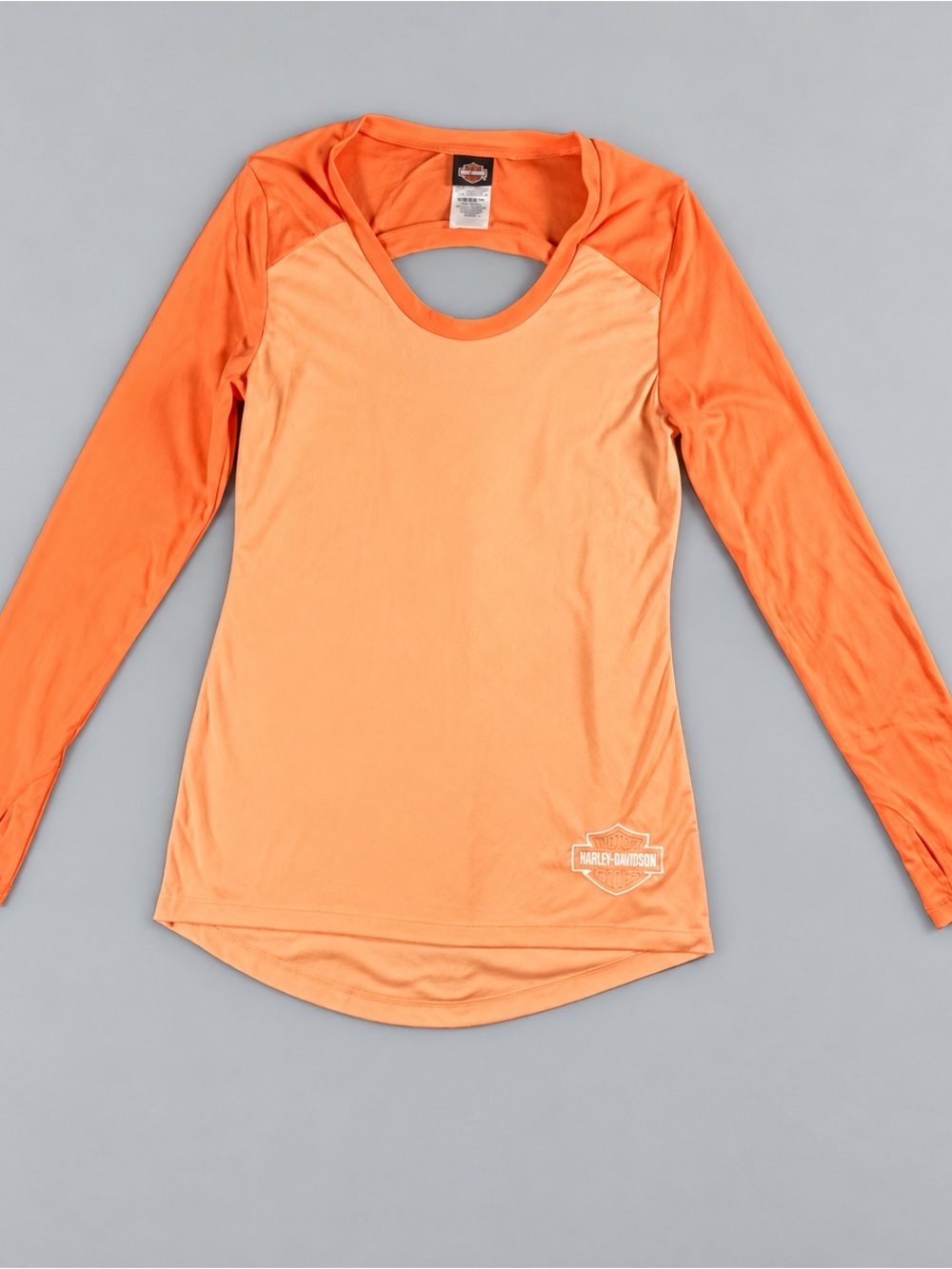 Harley-Davidson Two-Tone Orange Long Sleeve Raglan Top